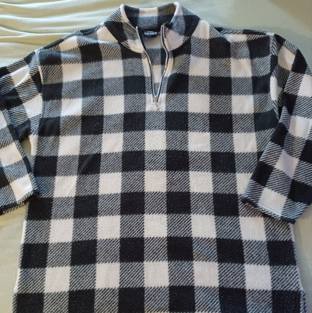 STEFANO BASICS (Size 12/14w) WOMEN’S FLEECE BLACK & WHITE 1/4 ZIP PULLOV…